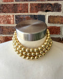 Shiny Gold Choker Big Beaded Acrylic Chunky Statement Necklace - Alana