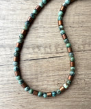 Green Turquoise Copper Stone Mens Beaded Necklace - Rowan
