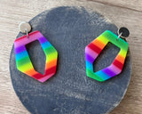 Colorful Rainbow Big Geometric Acrylic Statement Dangle Earrings - Mia