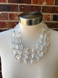 Clear Faceted Acrylic Beaded Multi Strand Statement Necklace | Jenny | DLD Jewelry