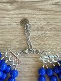 Cobalt Blue Acrylic Lucite Bead Chunky Multi Strand Statement Necklace - Alana