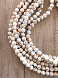 White Brown Acrylic Lucite Bead Chunky Multi Strand Womens Statement Necklace - Alana