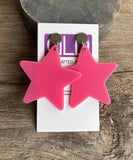 Star Acrylic Lucite Big Large Colorful Dangle Womens Statement Earrings