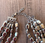 Silver Shiny Lucite Acrylic Beaded Multi Strand Chunky Statement Necklace - Lauren