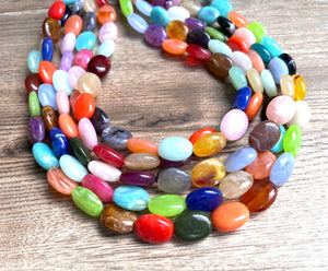 Multi Color Statement Lucite Bead Colorful Acrylic Necklace - Lauren