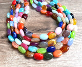 Multi Color Statement Lucite Bead Colorful Acrylic Necklace - Lauren