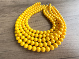 Yellow Big Beaded Acrylic Chunky Multi Strand Necklace - Alana