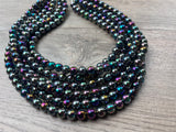 Gray Rainbow Acrylic Lucite Bead Chunky Multi Strand Statement Necklace - Alana