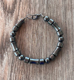 Mens Gray Hematite Bead Stone Bracelet Mens Jewelry - Eli