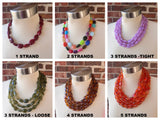Shiny Gold Acrylic Statement Beaded Multi Strand Necklace - Nikki