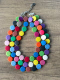 Multi Color Wood Beaded Multi Strand Statement Necklace - Charlotte