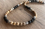 Mens Beaded Surfer Necklace Jasper Lava Rock Necklace Gifts For Men - Colin