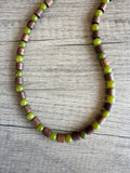 Mens Green Brown Jade Wood Beaded Necklace | Terrance | DLD Jewelry