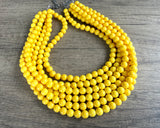 Yellow Acrylic Beaded Multi Strand Statement Necklace | Alana | DLD Jewelry