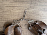 Brown Wood Beaded Boho Statement Chunky Multi Strand Necklace - Miranda
