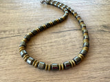 Mens Gray Gold Stone Hematite Beaded Necklace - Garett