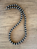 Mens Black White Lava Rock Bead Surfer Necklace - Mac