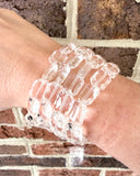 Clear Faceted Acrylic Beaded Womens Bracelet Jewelry Set - Jenny