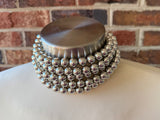 Shiny Silver Choker Big Beaded Acrylic Statement Necklace - Alana