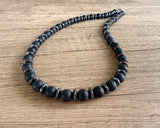 Black Matte Gray Mens Beaded Stone Hematite Necklace - Jonas