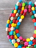 Colorful Lucite Acrylic Bead Chunky Statement Necklace Jewelry Women - Leslie