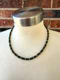 Brown Wood Green Stone Mens Beaded Necklace - Dennis