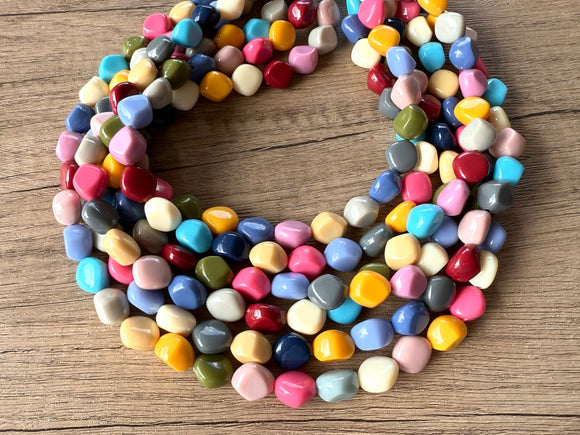 Multi Color Lucite Acrylic Beaded Chunky Multi Strand Statement Necklace - Julianna