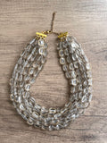 Clear Gold Acrylic Bead Chunky Multi Strand Statement Necklace - Ava