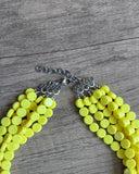 Yellow Acrylic Beaded Chunky Multi Strand Statement Necklace - Charlotte