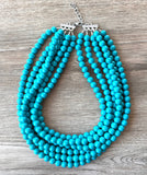 Turquoise Blue Acrylic Lucite Bead Chunky Statement Necklace - Alana