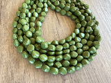Olive Green Acrylic Beaded Chunky Multi Strand Statement Necklace - Julianna