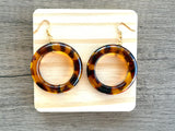 Brown Tortoise Shell Statement Acrylic Resin Hoop Earrings - Mollyrose