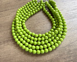 Yellow Green Acrylic Big Beaded Multi Strand Necklace - Alana
