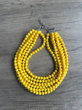Yellow Acrylic Beaded Multi Strand Statement Necklace | Alana | DLD Jewelry
