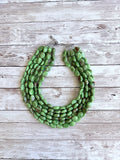 Green White Acrylic Beaded Multi Strand Statement Necklace | Lauren | DLD Jewelry