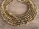 Gold Crystal Faceted Beaded Multi Strand Chunky Statement Necklace - Rebecca