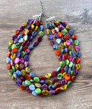 Multi Color Lucite Acrylic Chunky Multi Strand Statement Necklace - Lauren
