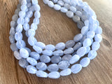 Light Blue Beaded Lucite Chunky Multi Strand Statement Necklace - Lauren