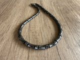 Mens Gray Hematite Beaded Stone Necklace | Aiden | DLD Jewelry