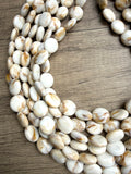 Cream Brown Acrylic Beaded Multi Strand Statement Necklace - Missy