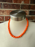 Orange Acrylic Beaded Statement Multi Strand Necklace - Beth