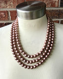 Bronze Acrylic Matte Beaded Multi Strand Statement Necklace - Alana