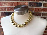 Shiny Gold Choker Acrylic Beaded Statement Necklace - Betty