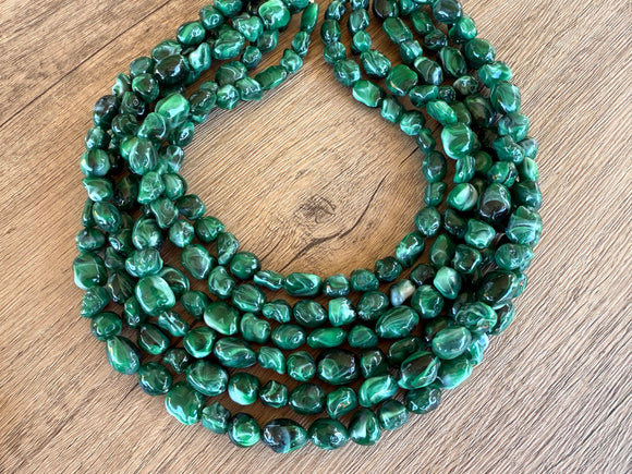 Green White Statement Acrylic Bead Chunky Multi Strand Necklace - Annaliese