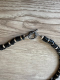 Black & White Wood Gemstone Beaded Mens Necklace - Dennis