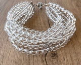 Clear Acrylic Choker Beaded Lucite Chunky Multi Strand Statement Necklace - Alana