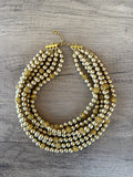 Gold Rhinestone Matte Beaded Acrylic Chunky Statement Necklace - Emma