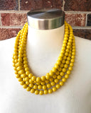 Dark Yellow Acrylic Beaded Multi Strand Statement Necklace - Alana