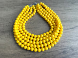 Yellow Big Beaded Acrylic Chunky Multi Strand Necklace - Alana
