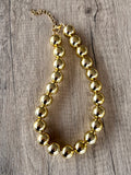 Shiny Gold Choker Acrylic Beaded Short Lucite Statement Necklace - Betty